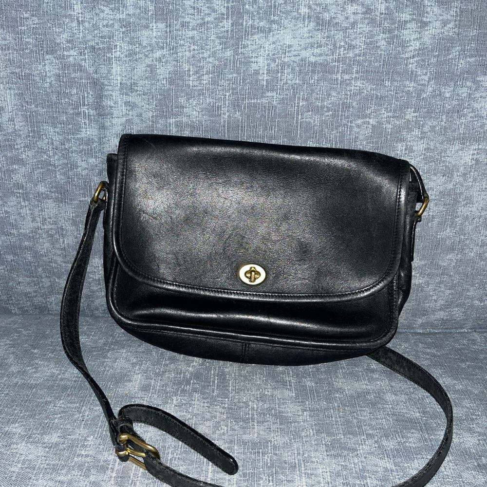 Vintage Coach City Bag 9790 Brass Hardware Black